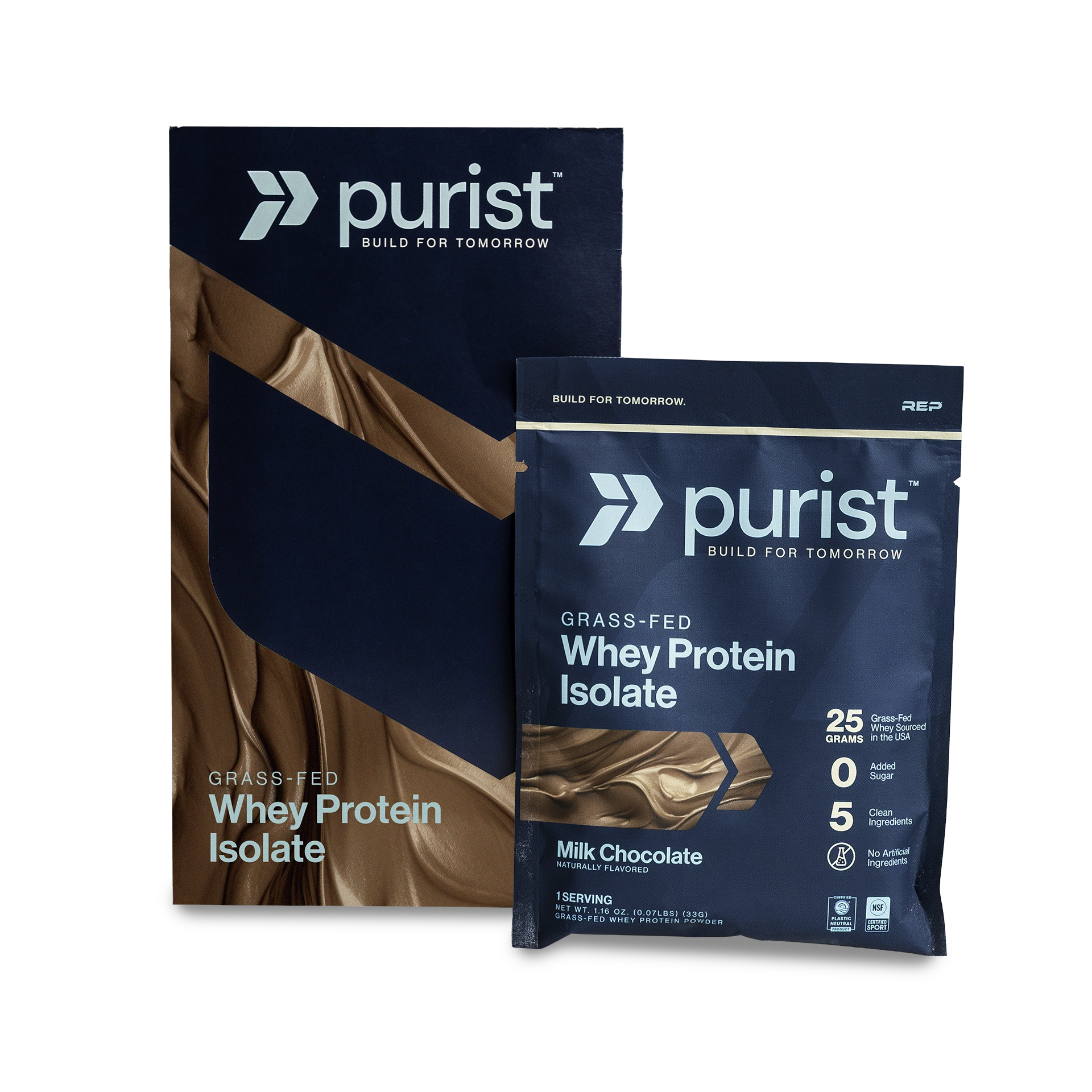 Purist® Grass-Fed Whey Protein Powder - Milk Chocolate / 15 Single Packets